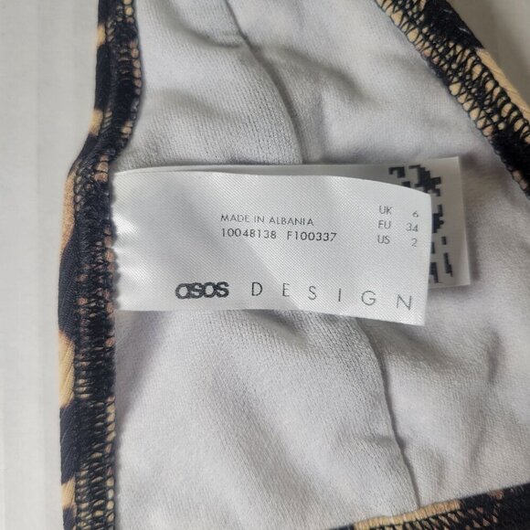 ASOS Design Leopard Print Beach Resort Triangle Adjustable Bikini Top Size US 2 - Picture 4 of 7